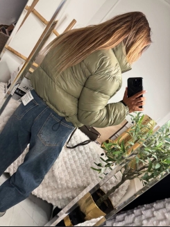 Kurtka puchowa khaki ze stójką  M